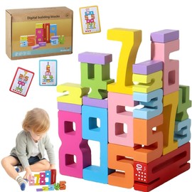 MOONKATE Montessori Wooden Math Number Building Blocks Toys for Kids