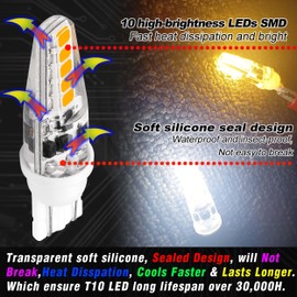 Hylroe T10 Wedge Base Landscape 194 921 LED Light Bulb 2700K Warm White 3W Equivalent 15W 20W Low Voltage AC/DC12V-24V T5 LED Bulb for Landsacpe Garden Deck RV Camper Marine Boat Dome Lighting, 8 Pack