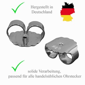 XXL Verschluss für Ohrstecker Silber 925, 10mm Ohrmutter für große Ohrringe und große Ohrlöcher, Ohrringheber, Rückstecker, Gegenstecker, Ohrstopper, Butterfly Verschlüsse