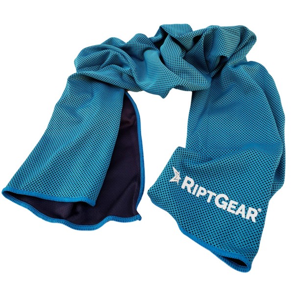 RiptGear Instant Cooling Towel - Ultra Thin Lightweight Design for Fitness and Exercise, Gym, Yoga, Sports, Pilates, Travel, Running and Hiking - Light Blue