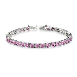 B. BRILLIANT Sterling Silver 4mm Round-cut Classic Bracelet Made with European Crystals, 7.25 inches, Crystal