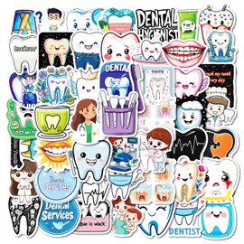 Cartoon Dental Stickers for Laptop(50 Pcs),Gift for Kids Teens Adults Girl,Funny Tooth Waterproof Stickers for Water Bottle,Vinyl Stickers for Scrapbook,Journal,Dairy,Skateboard