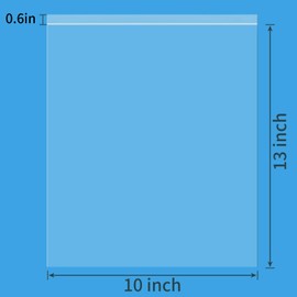 Aubeco 60 Pcs 10" x 13" Clear Big Plastic Zipper Bags, 2 Mil Reclosable Poly Bags with Lock Seal Zipper for Clothing, T-Shirt, Prints, Photos, Documents