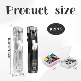 Eophmi Binder Clips,102 Pcs Handheld Clam Clip Dispensers with 100 Portable Mixed Color Metal Refill Clips,Reusable Portable Paper Clip for School Office Home Foldback Clips