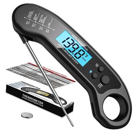 Biison Digital Meat Thermometer for Cooking, Wireless, Instant Read, Waterproof, Backlight, Ultra-Fast Accurate & 180°Foldaway Probe, Idea for Turkey/Grilling (Blue)