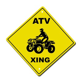 Fastasticdeals ATV Crossing Metal Aluminum Novelty Sign 12 in x 12 in