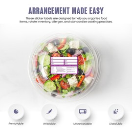 Large Food Allergen Date Info Labels - Removable Food Allergy Labels for Commercial Kitchens and Catering Outlets - Pack of 500