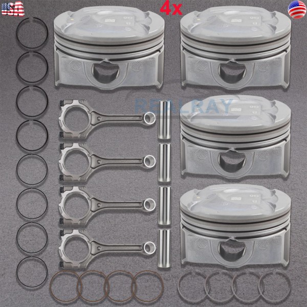 realray 4 Set Connecting Rod Piston Fit for Hyundai Kia