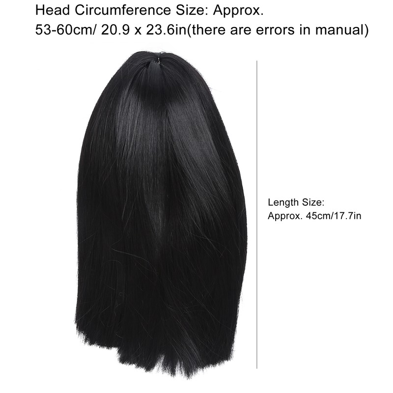 Women Long Straight Hair Full Wig Black Synthetic Wig With