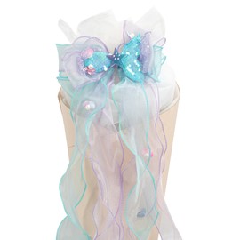 Dzpuhuojz Bow School Cone, Sugar Cone Girl, School Cone Bow for Girls Boys Decoration First Day of School Decoration, Ready Tied Approx. 60 x 20 cm (Mermaid)