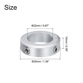 sourcing map 10pcs Set Screw Collars 22mm Bore, Aluminum Shaft Collars, 35mm OD and 10mm Thickness, Set Screw Clamp Collar, Stop Collar for Linear Rod Shaft Guide