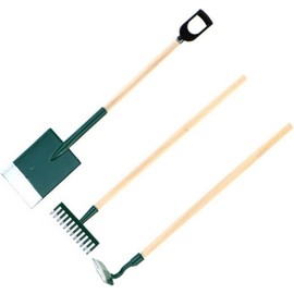 3Pcs Green Miniature Dollhouse Garden Tools,1/12 Miniature Shovel Rake and Hoe Farm Tools Dollhouse Decoration Accessories