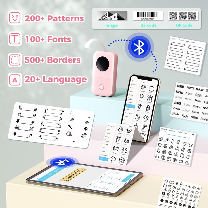 Phomemo D30 Label Maker Machine with Tape Mini Bluetooth Label