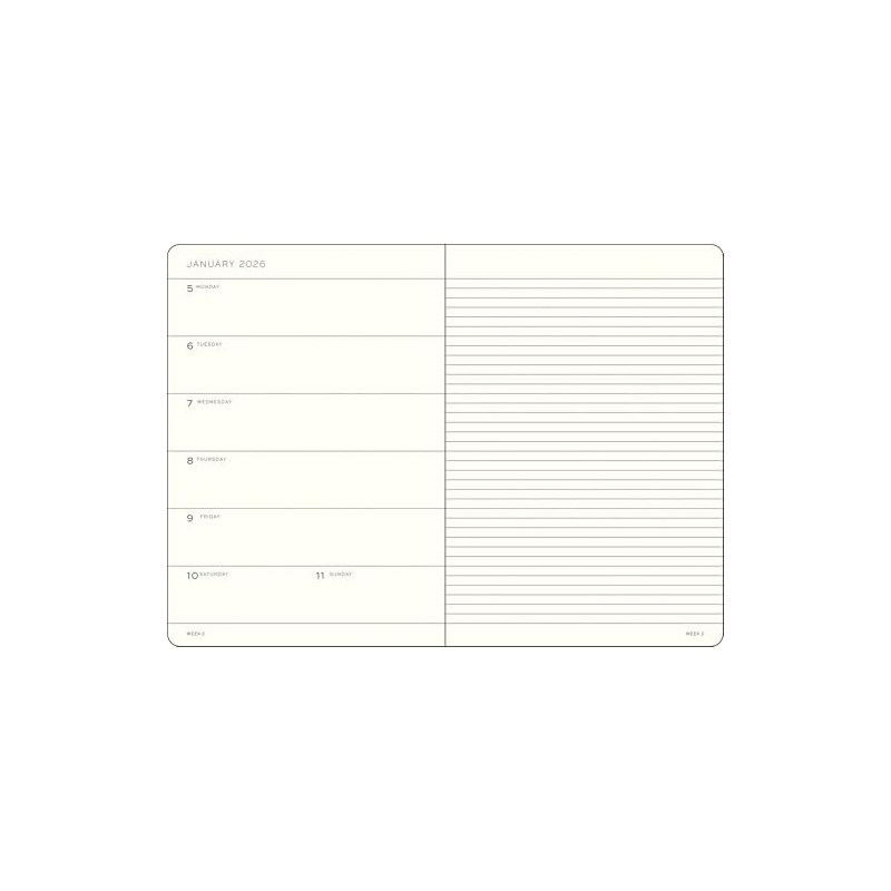 LEUCHTTURM1917 372680 Weekly Planner & Notebook Medium (A5) 2026, Softcover,