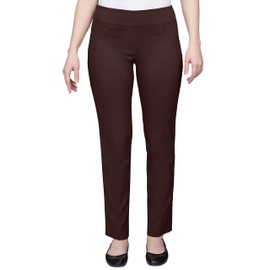 Ruby Rd. Womens Petite Mid-Rise Pull-On Straight Solar Millennium Tech Pant Espresso Size 10P