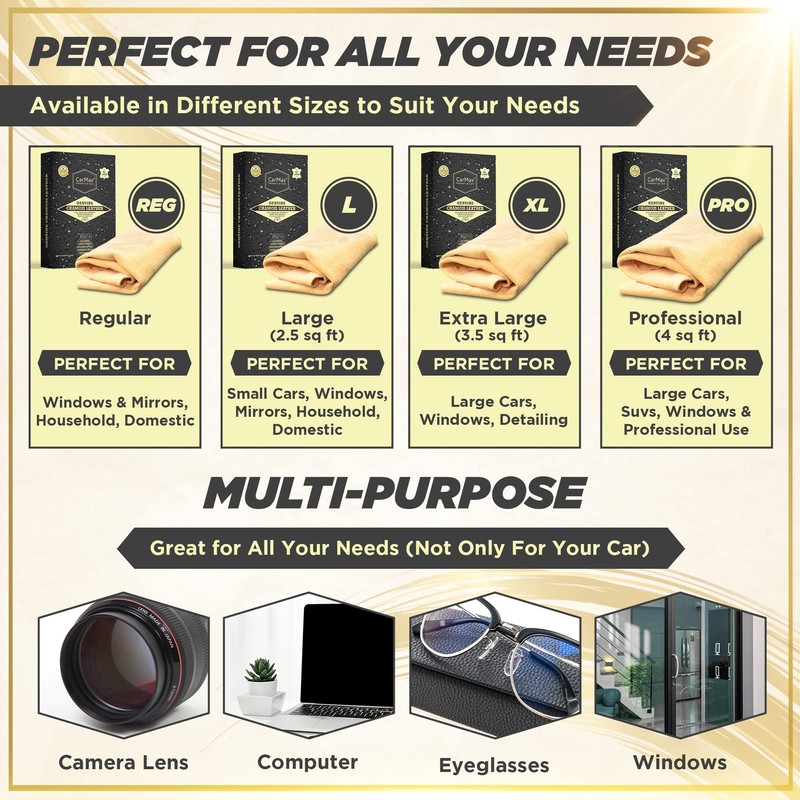 CarMax™ English Premium Grade Professional Natural Chamois Leather - our