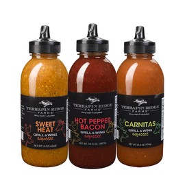 Terrapin Ridge Farms Grill Master Assortment – Sweet Heat, Hot Pepper Bacon, and Carnitas Grill & Wing Sauces – Gourmet BBQ Sauce Trio for Meats, Chicken, and Pork (Set of 3)
