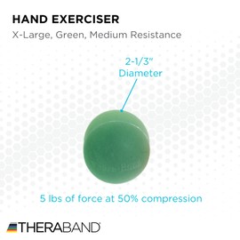THERABAND Hand Exerciser, Ball For Hand, Wrist, Finger, Forearm, Grip Strengthening & Therapy, Squeeze Ball to Increase Hand Flexibility & Relieve Joint Pain, X-Large Green, Medium