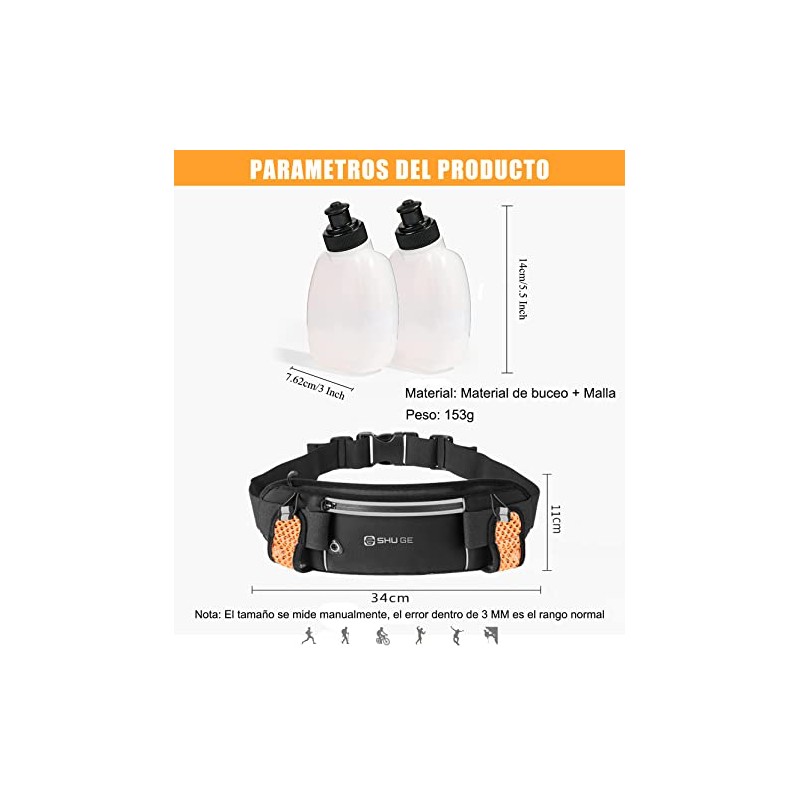 Cangurera Deportiva con 2 botellas de agua (2 x 280