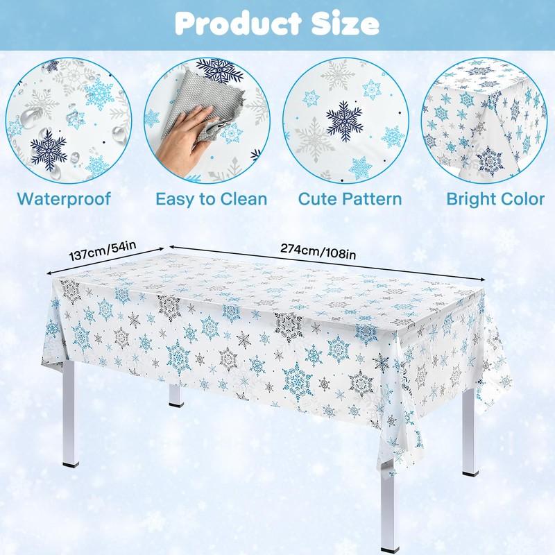 Christmas tablecloth, 3 pieces snowflake tablecloth, Christmas snowflake tablecloth, Christmas