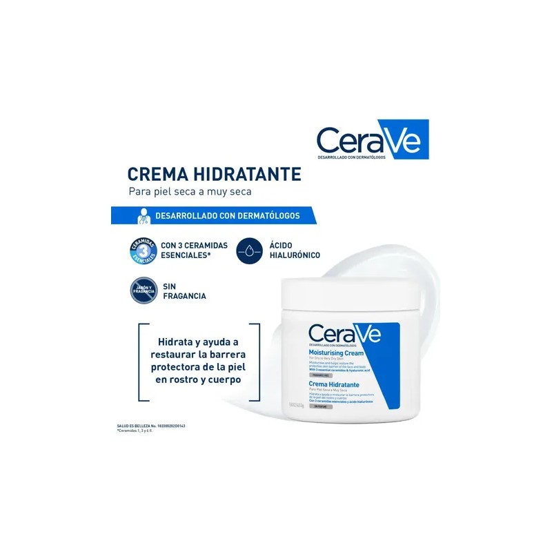 Cerave Crema Hidratante Facial Corporal Piel Seca Muy 454