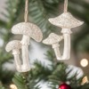 Champagne Glittered Mushroom Ornament Set