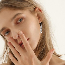 Moonstone Infinity Love Celtic Earrings Sterling Silver Lucky Irish Knot Dangle Drop Earrings for Women Girls Birthday Anniversary Christmas Gifts