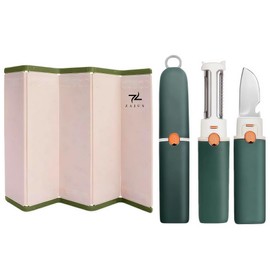 ZAJUX Foldable Chopping Board Kitchen Summer For Fruits-Veggies with Adjustable Blades, Built-in Peeler-Grater, Ergonomic Design, Available in Green or Orange (Color May Vary)-Great Gadget For Travel