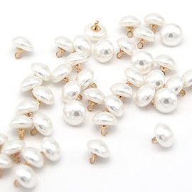 Botones de perlas de imitación blancas de semicírculo de seta de 10 mm para costura, camisas, faldas, vestidos de boda, decoración de joyas, manualidades (40 piezas de 10 mm)