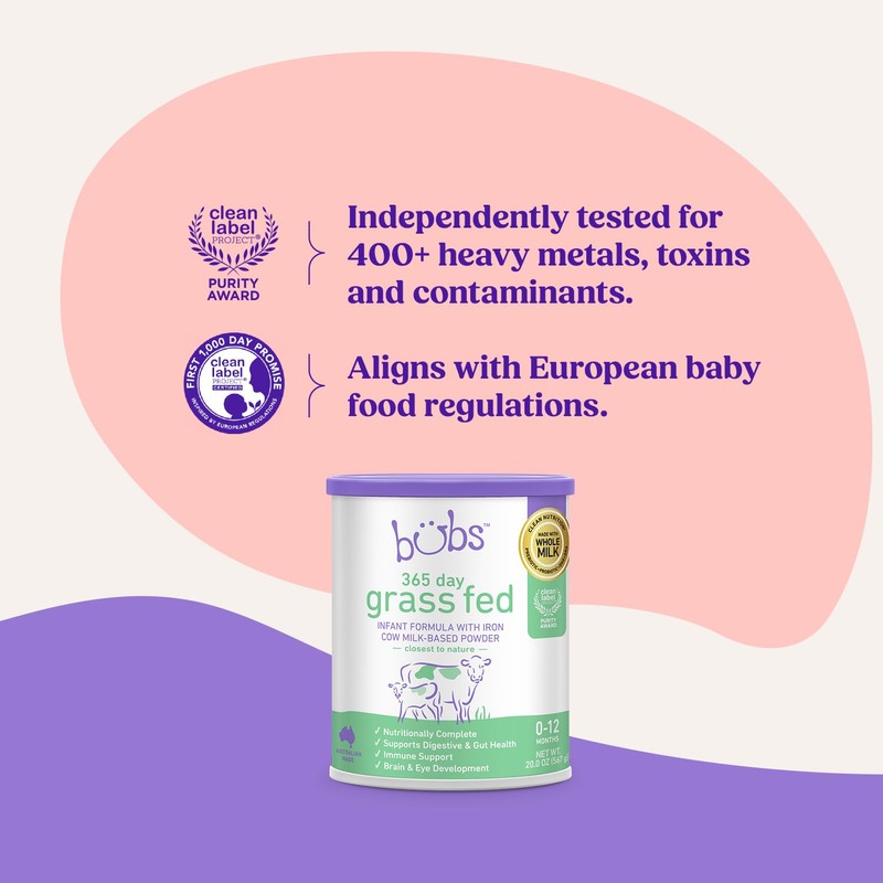 Bubs 365 Day Grass Fed Infant Formula with Iron, Cow