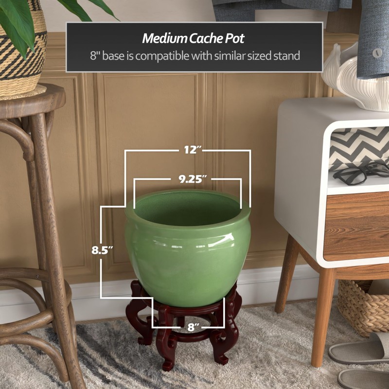 Red Lantern 12" Celadon Porcelain Fishbowl Planter