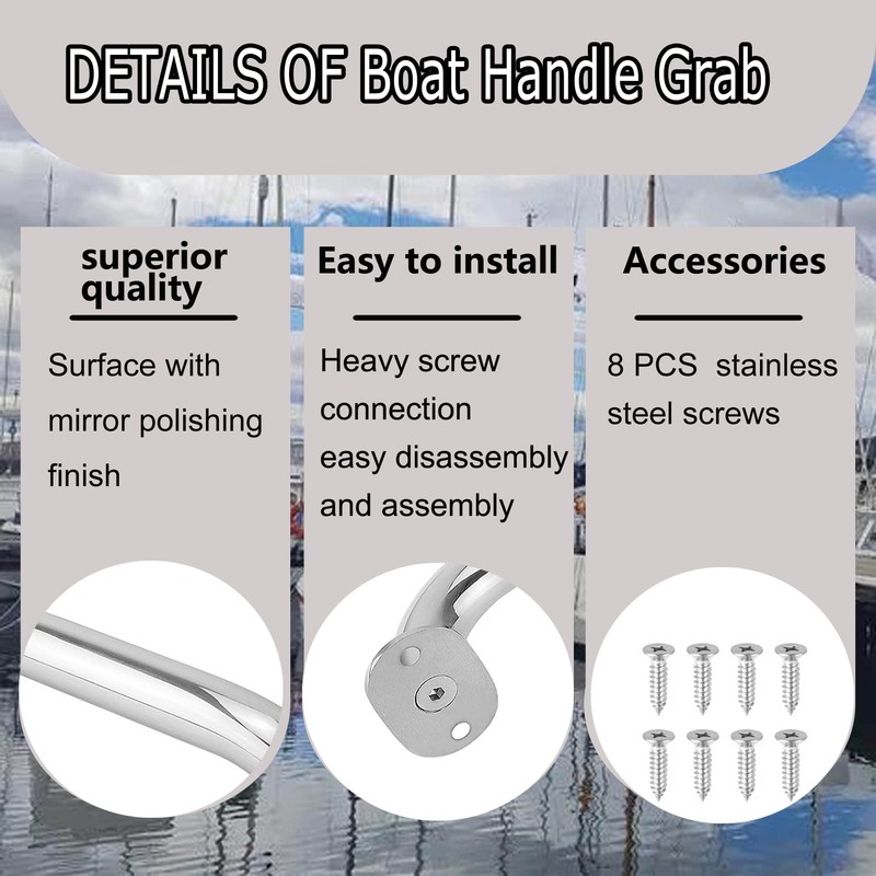 Marine Grab Handle 316 Stainless Steel Boat Handles Grab Polished