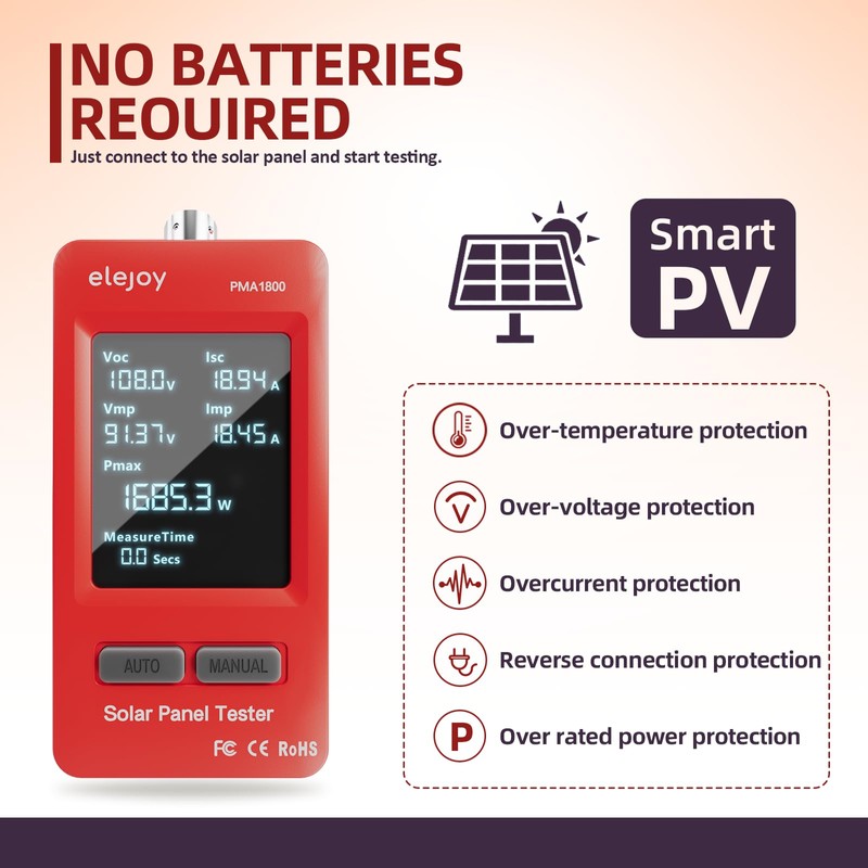 PMA1800W Solar Panel Tester, Solar MPPT Meter with Large Ultra