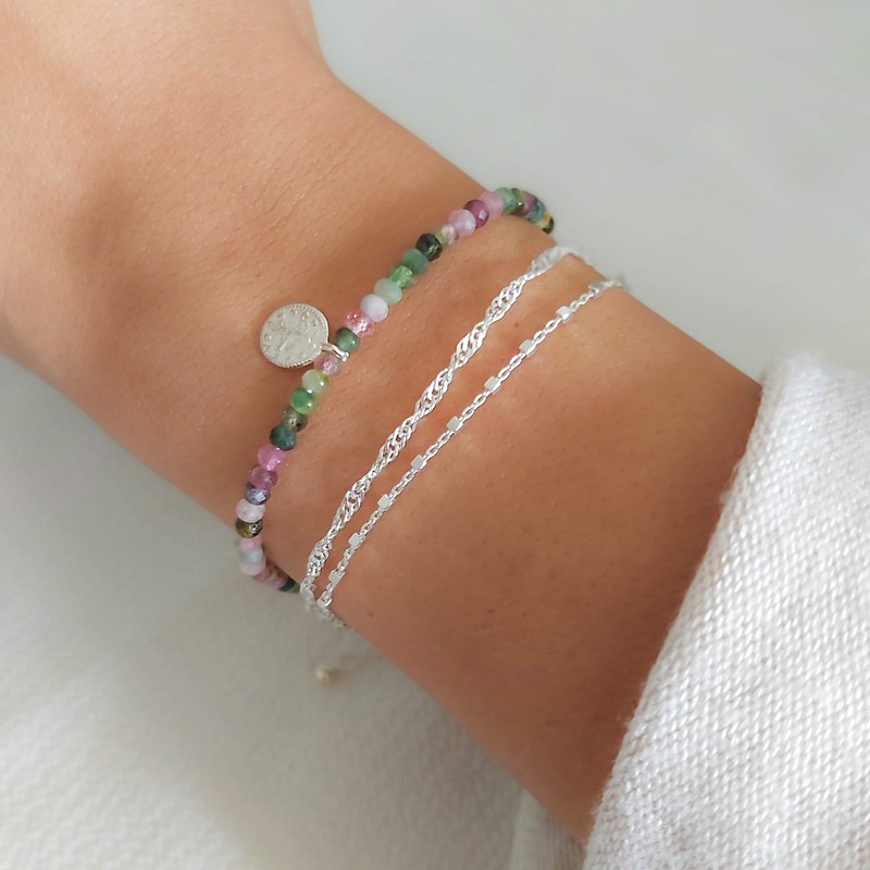 Annika Bella Double-Layered Sterling Silver Bracelet, Length 6.75-7.75 Inches, Stranded