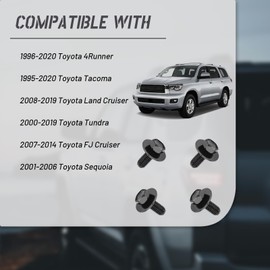 HQPARRTS 4PCS 12mm Top Front Skid Plate Bolts and Gasket Compatible with T-oyota Tacoma 4Runner FJ Tundra Land Cruiser 2013-2020