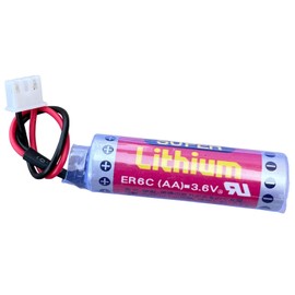 zoyfayl 2 Pack ER6C 3.6V 1800mAh PLC Battery for FX F2-40BL FX1N PLC, ER6C AA Battery with White Plug (2 Pack)