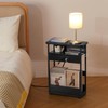 YEAKOO Narrow Side Table with Charging Station, 3-Tier End Table