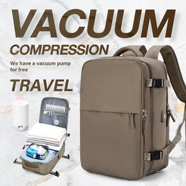 COOWOZ Carry On Vacuum Travel Backpack for Women Men,Large Capacity Airport Backpack,Personal item Travel Bag,Airplane Backpack,Laptop Backpack:_CoffeeÔºà45*30*16cmÔºâ