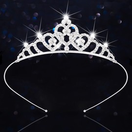 Kilshye Rhinestone Princess Tiara Silver Crystal Tiaras Birthday Headband for Girls