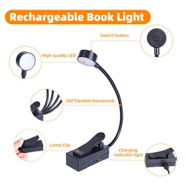 KunHe 5 Pack Rechargeable Book Light Bulk Clip-On Reading Lights for Books in Bed Long-Lasting 3 Modes & 3 Brightness Levels Compact USB Charging Mini Booklights for Kids Book Lovers Bulk Gifts