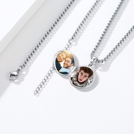 CRWENG Dragon Necklaces 925 Sterling Silver Dragon Photo Box Pendant Chain for Dad Photo Locket Chains Can Hold Two Photos Dragon Jewellery for Men and Women, Sterling Silver, No Gemstone