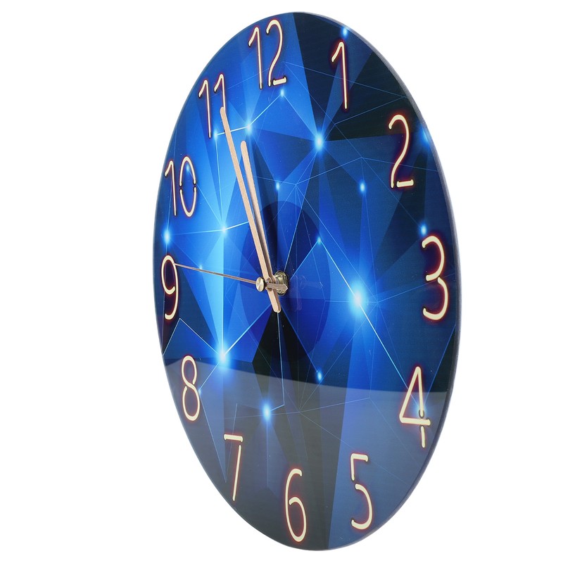 30cm Glass Blue Wall Clock for Living Room Decor Silent