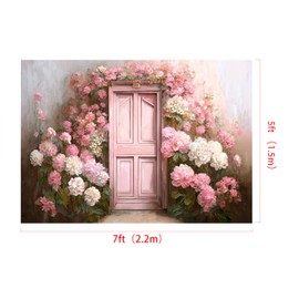 Kate 7x5ft Pink Door Backdrop for Photography Floral Pink Gate Fine Art Photo Background Photo Studio Props