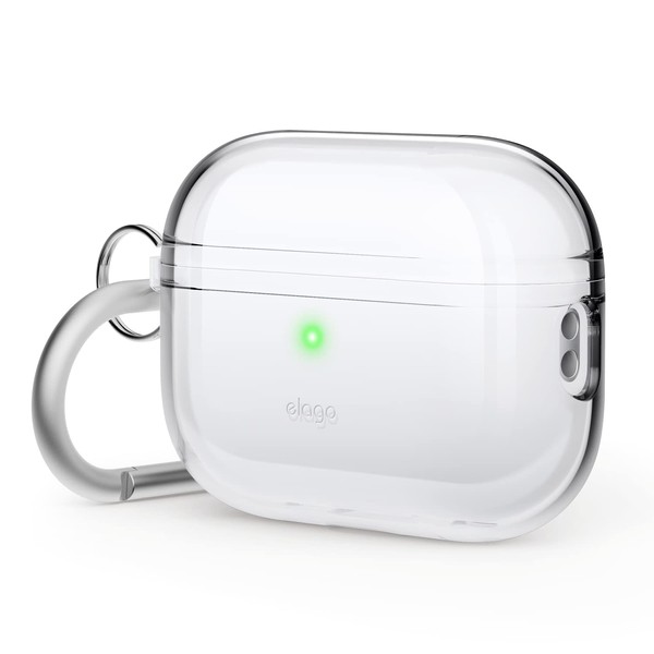 [elago] AirPods Pro 2 Compatible Case with Carabiner Shockproof Clear Case Transparent Cover AirPods Pro 2 Case [Compatible with Apple AirPods Pro 2, Apple Air Potts Pro 2, 2nd Generation, MQD83J/A MTJV3J/A], Clear Case