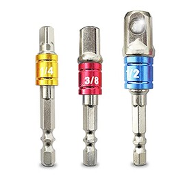 Color Socket Adapter for Electric Impact Wrench, Silver 3-Piece Set