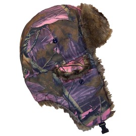 Best Winter Hats Adult Tree Camouflage Russian/Hunters W/Soft Faux Fur Winter Cap(One Size) - Pink