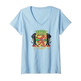 Womens REPUBLIC OF THE CONGO FLAG COAT OFARMS AFRICA BRAZZAVILLE V-Neck T-Shirt