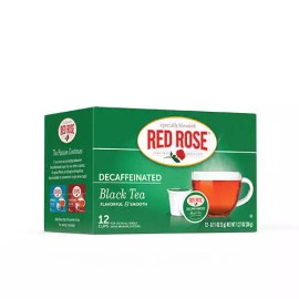 Red Rose Decaf Black Tea Single Serve Cups for Keurig K Cup Brewers - 12ct