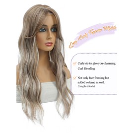 PANEWAY 20 Inch Hair Toppers for Women Synthetic Fiber Topper with Natural Waves, Clip-In Hairpiece for Thinning Hair, Adds Volume & Length, Lightweight & Breathable (Light Brown with Ash Highlights)