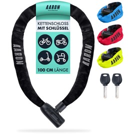 AARON Lock One Bicycle Lock with Key, Steel Chain Lock and High Security Level Lock for E-Bike, Mountain Bike, Trekking Bike, Touring Bike, Road Bike in Black